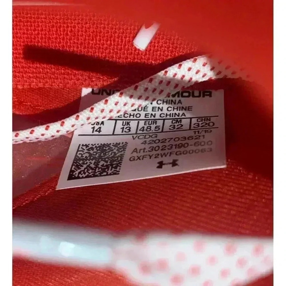 Under Armour Football Cleats Blur Lux Red White 3023190-600 Mens Size 14 - Picture 9 of 9